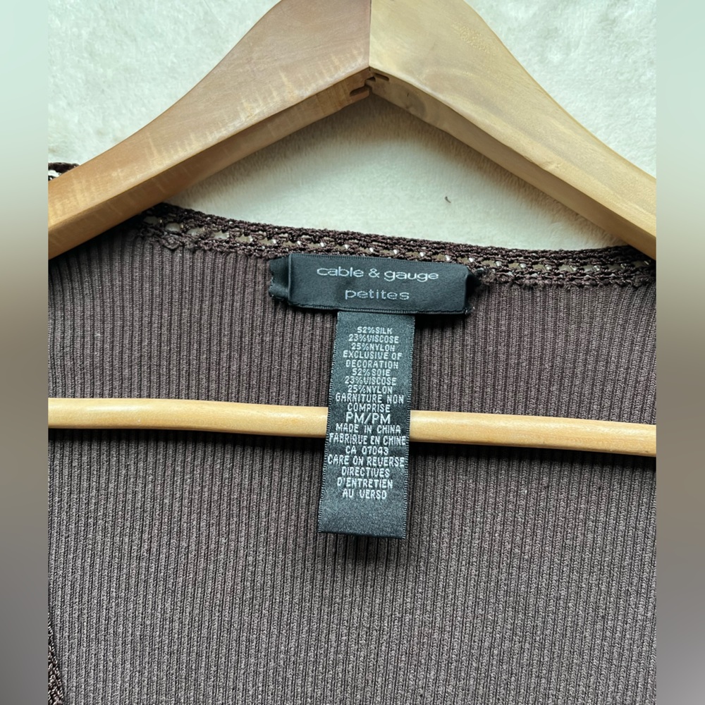 Cable and Gauge Silk 3/4 Sleeve Cardigan - Picture 5 of 8
